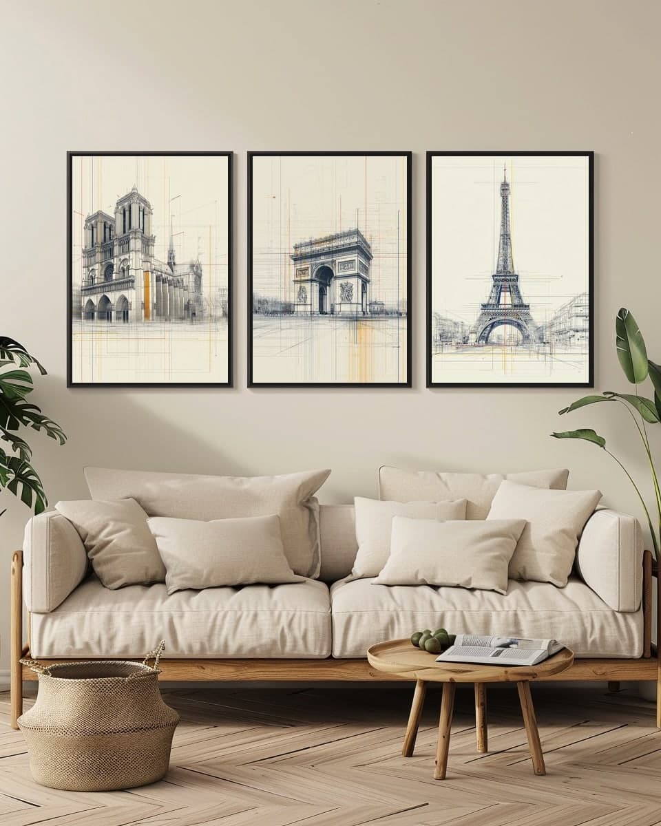 Arc de Triomphe in a living-room triptych