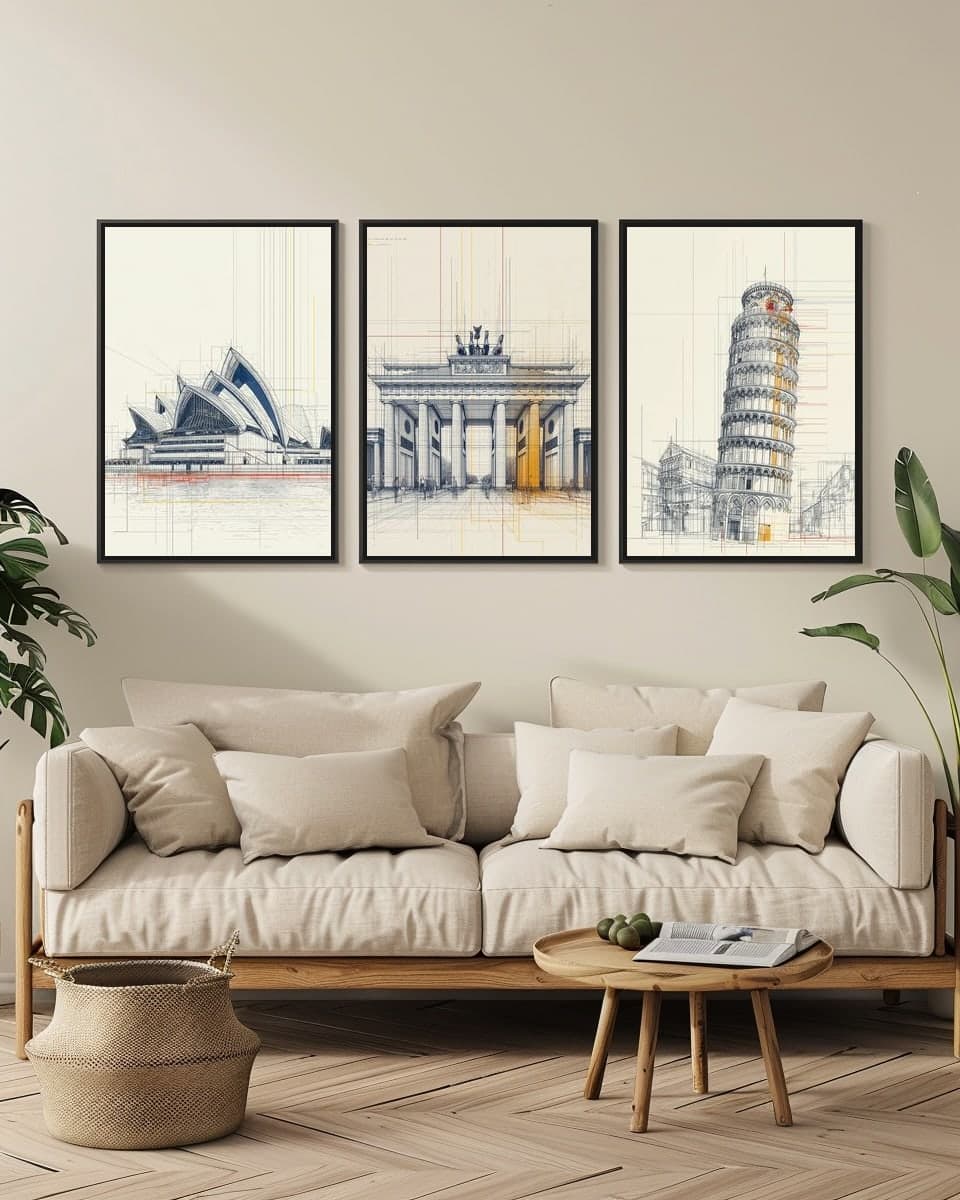 Brandenburg Gate in a living-room triptych