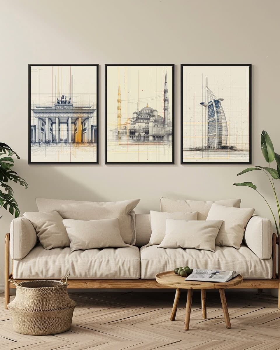 Blue Mosque in a living-room triptych