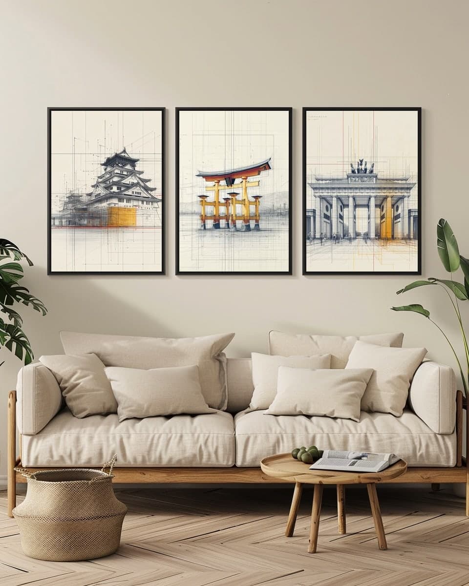 Itsukushima Shrine Miyajima in a living-room triptych