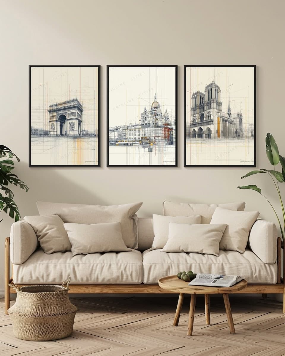 Paris SacréCoeur in a living-room triptych