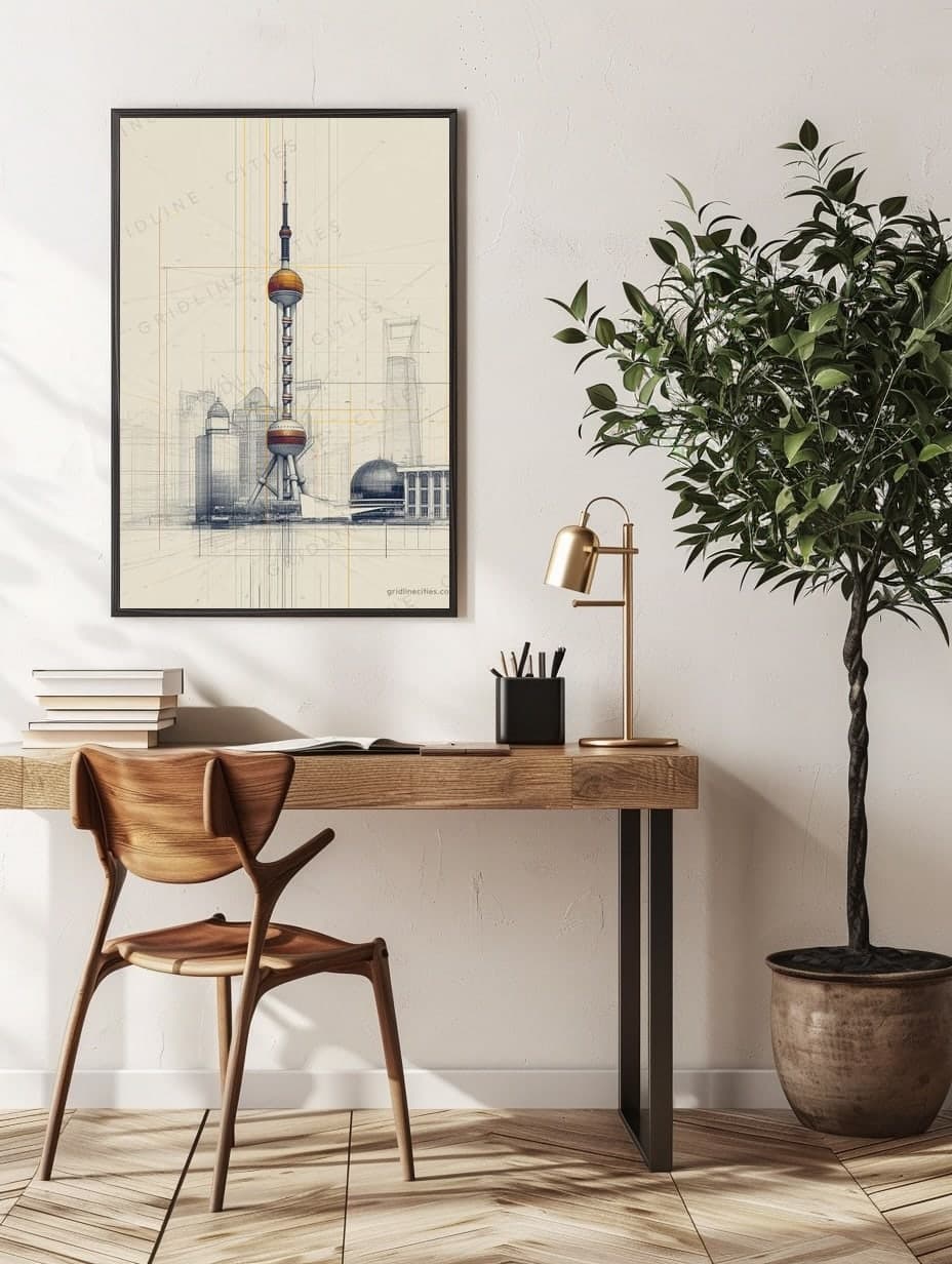 Oriental Pearl Tower in an office
