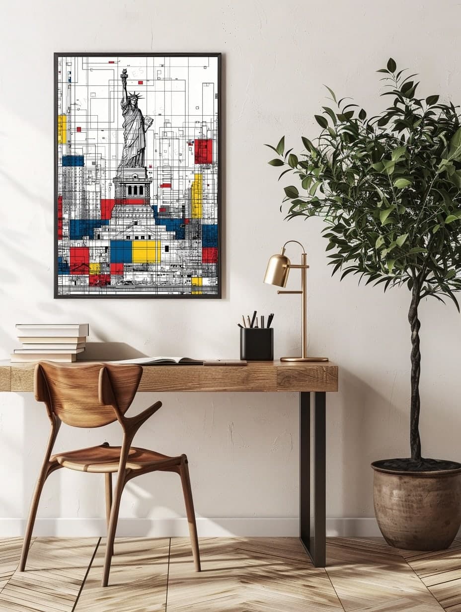 Statue of Liberty Mondrian Style in an office