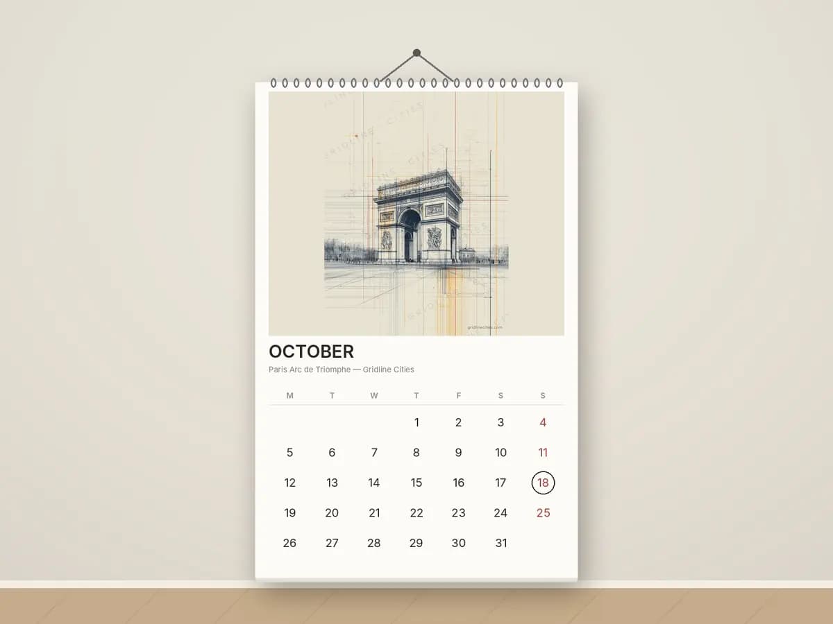 Paris Arc de Triomphe as calendar