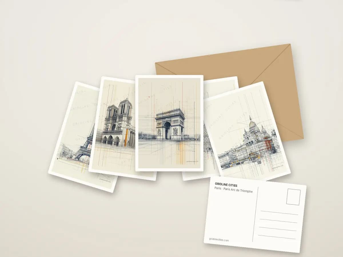 Paris Arc de Triomphe as postcards