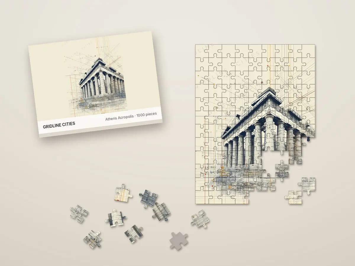 Athens Acropolis as jigsaw puzzle