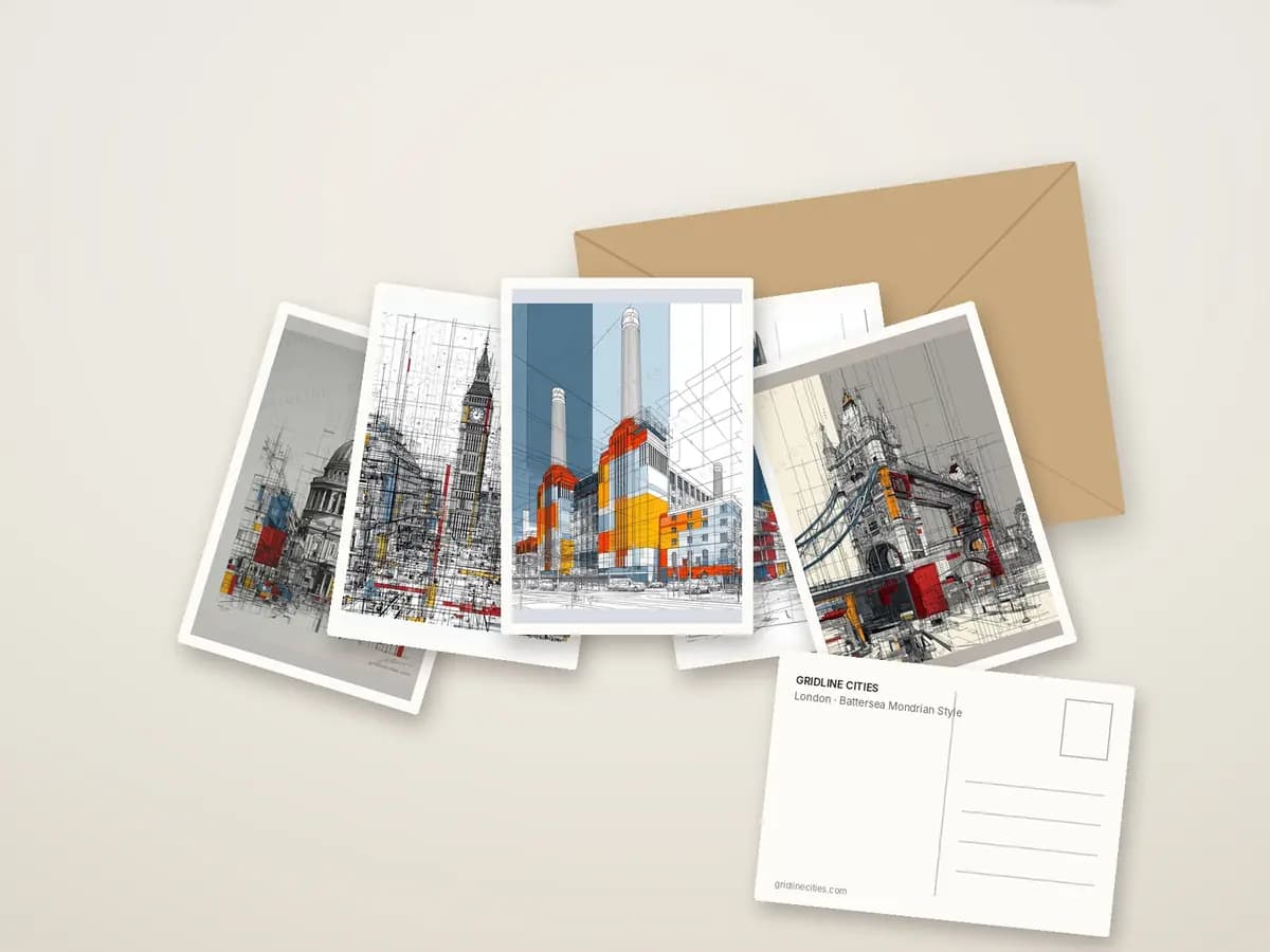 Battersea Mondrian Style as postcards