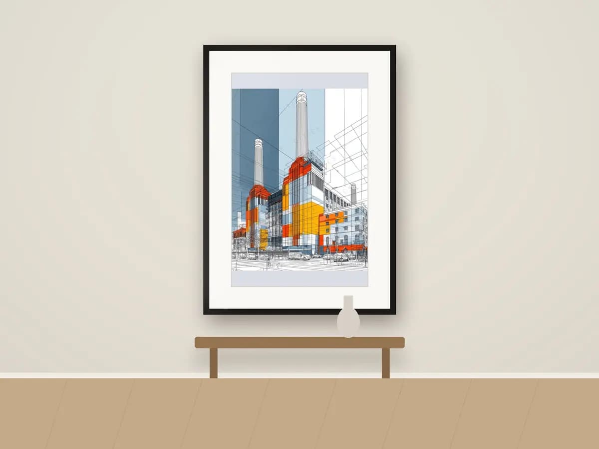 Battersea Mondrian Style as print & frame