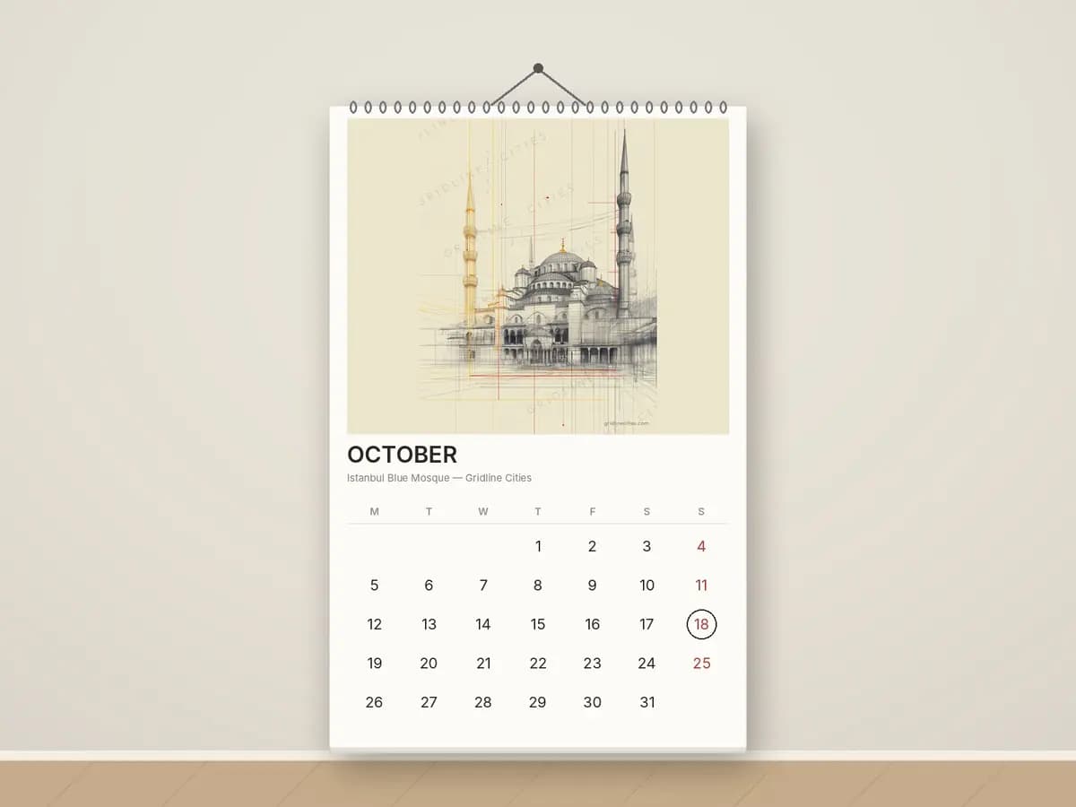 Istanbul Blue Mosque as calendar
