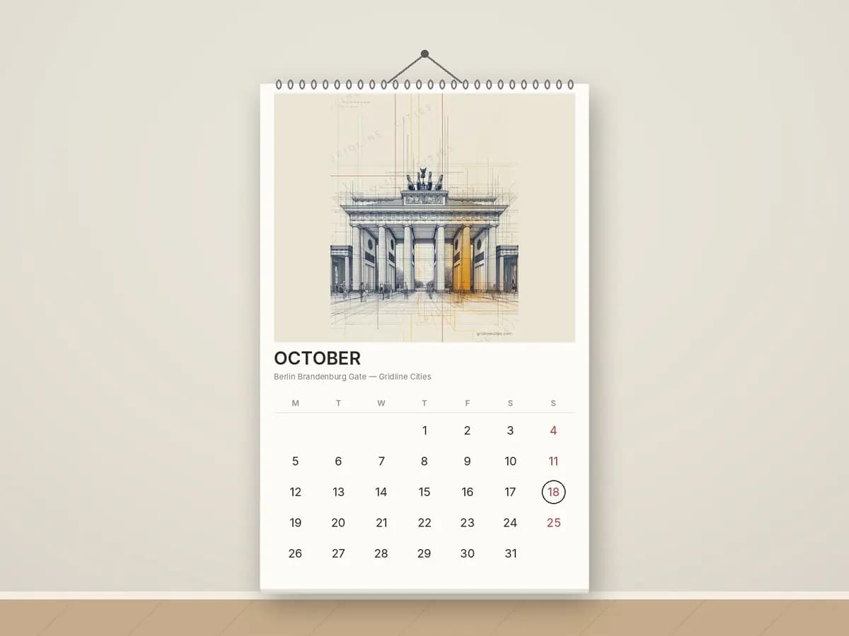 Berlin Brandenburg Gate as calendar