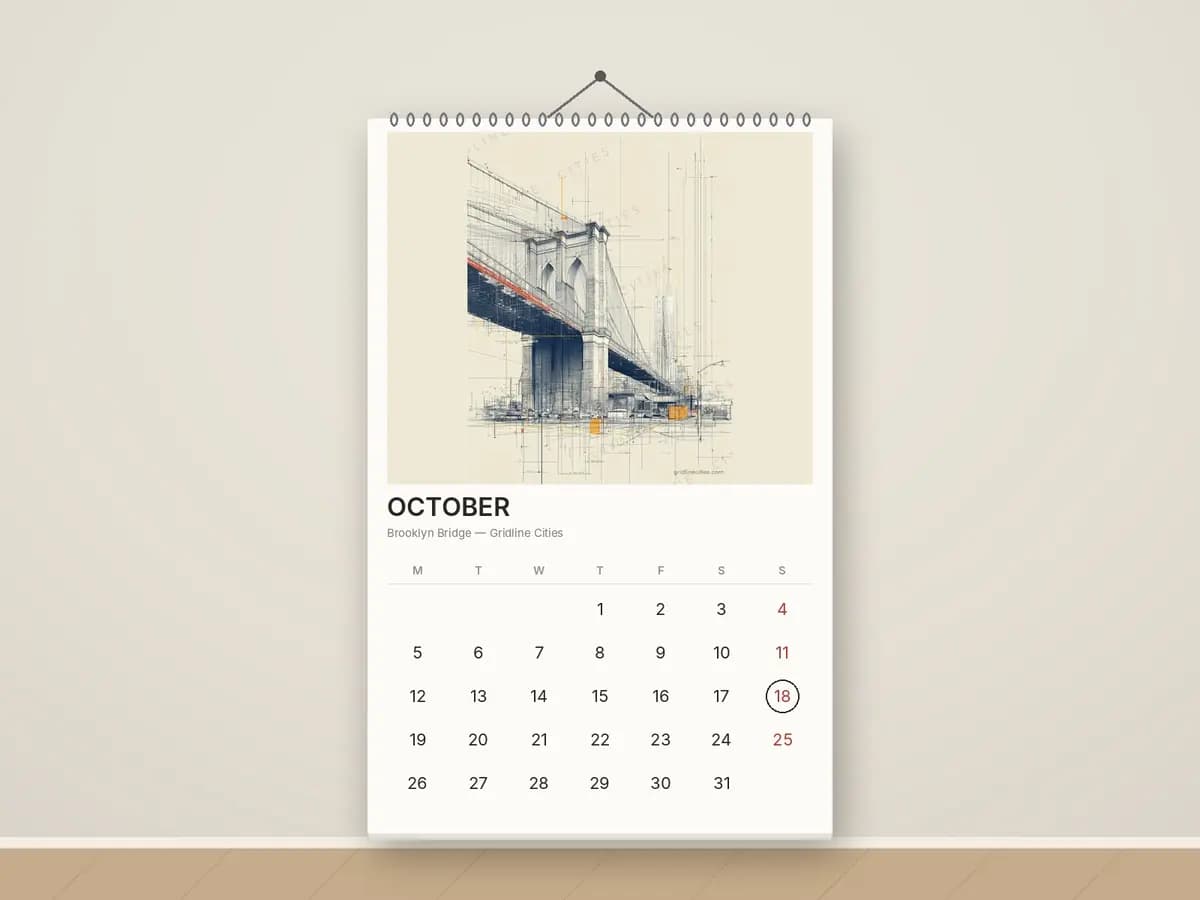 Brooklyn Bridge as calendar