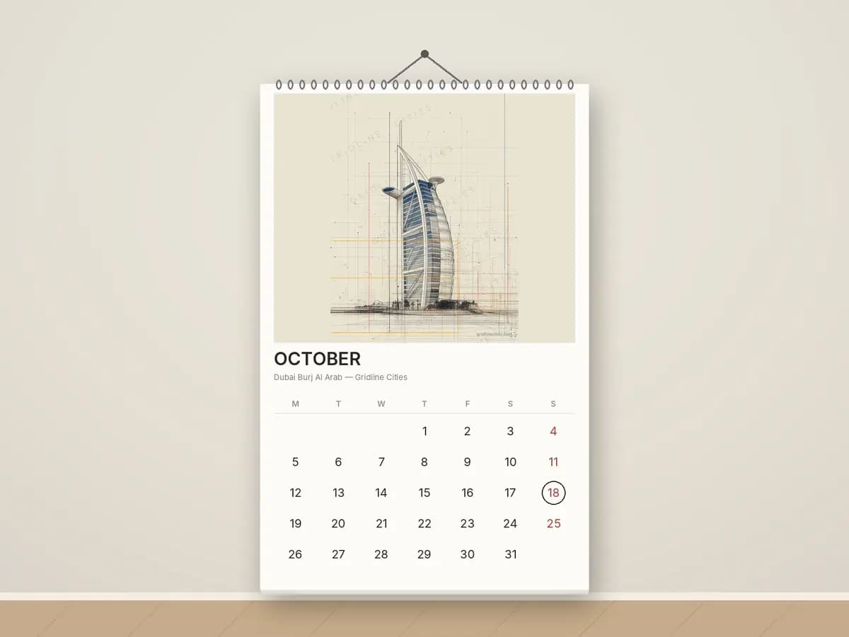 Dubai Burj Al Arab as calendar