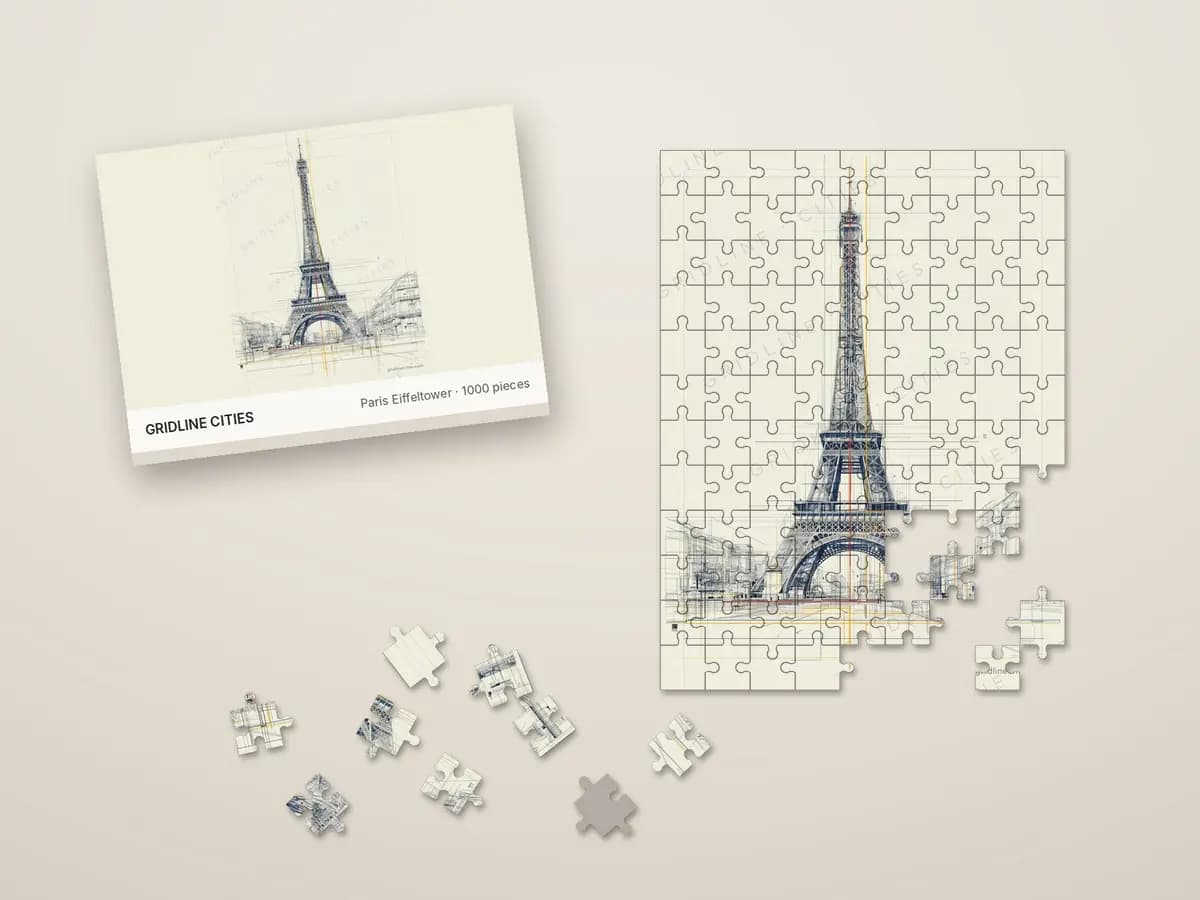 Paris Eiffeltower as jigsaw puzzle