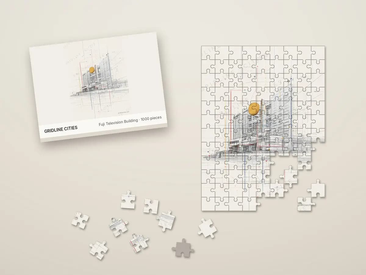 Fuji Television Building as jigsaw puzzle