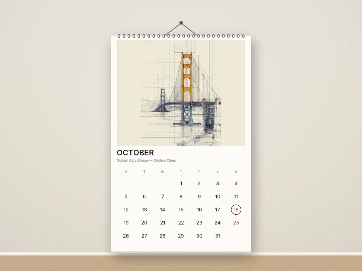 Golden Gate Bridge as calendar
