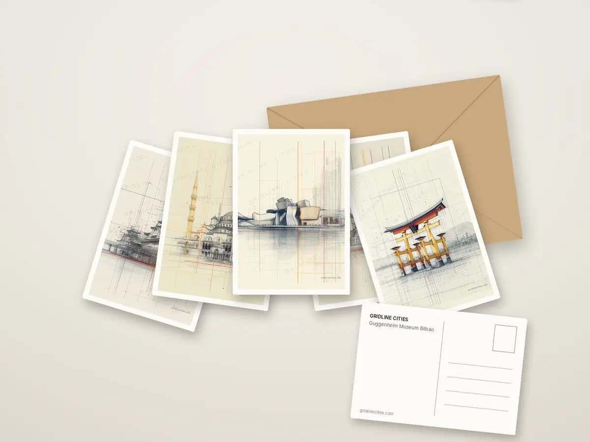 Guggenheim Museum Bilbao as postcards