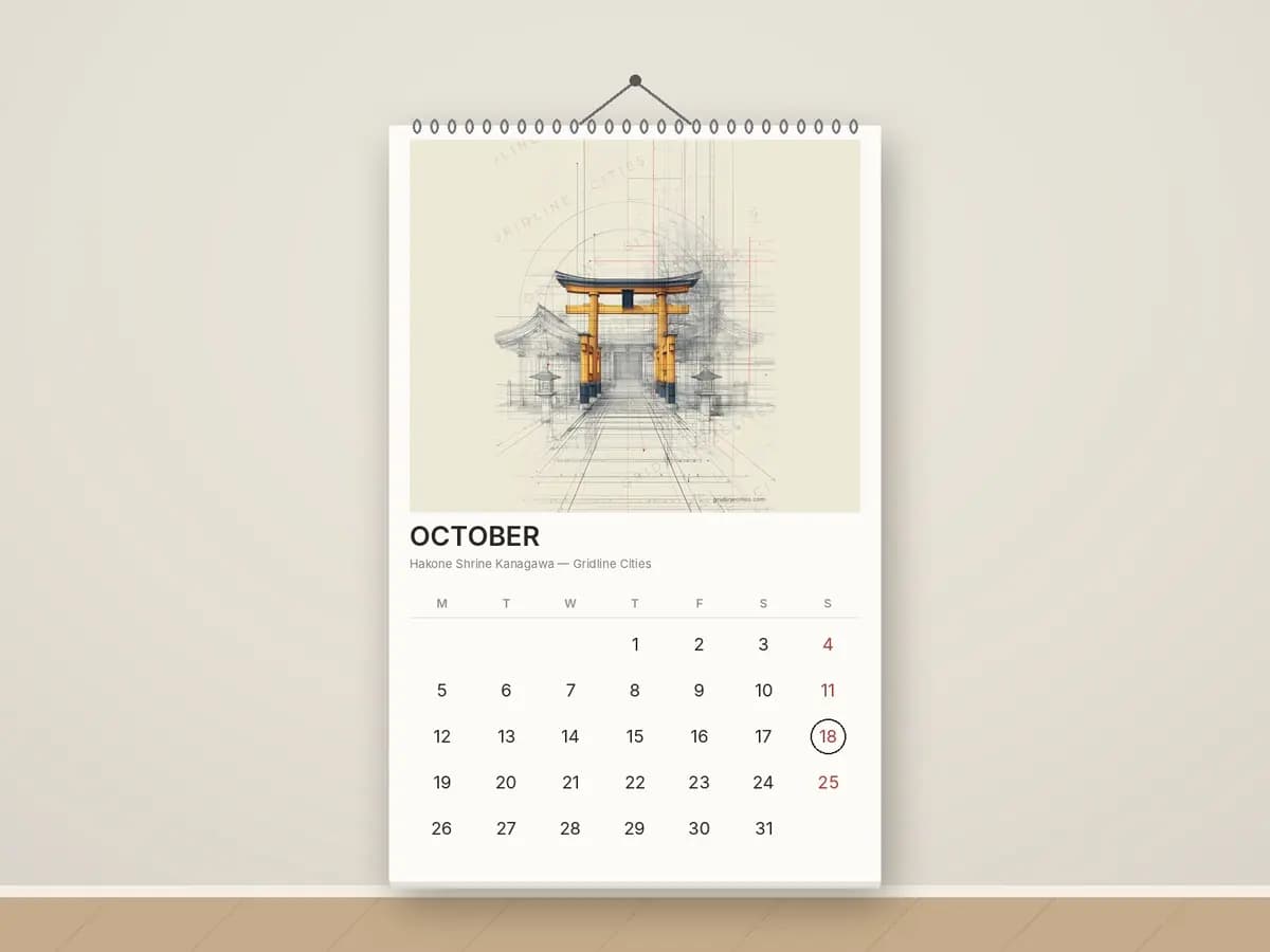 Hakone Shrine Kanagawa as calendar