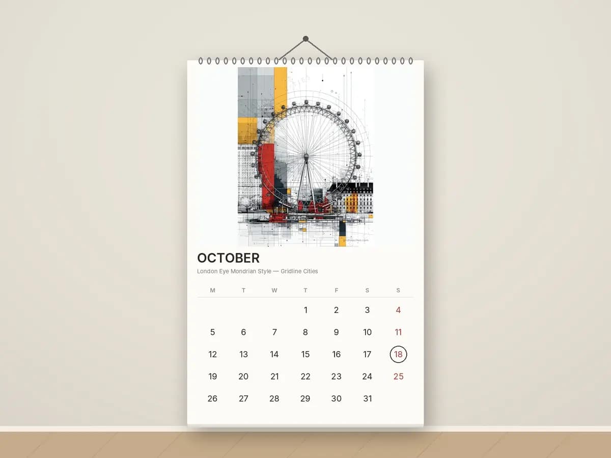 London Eye Mondrian Style as calendar