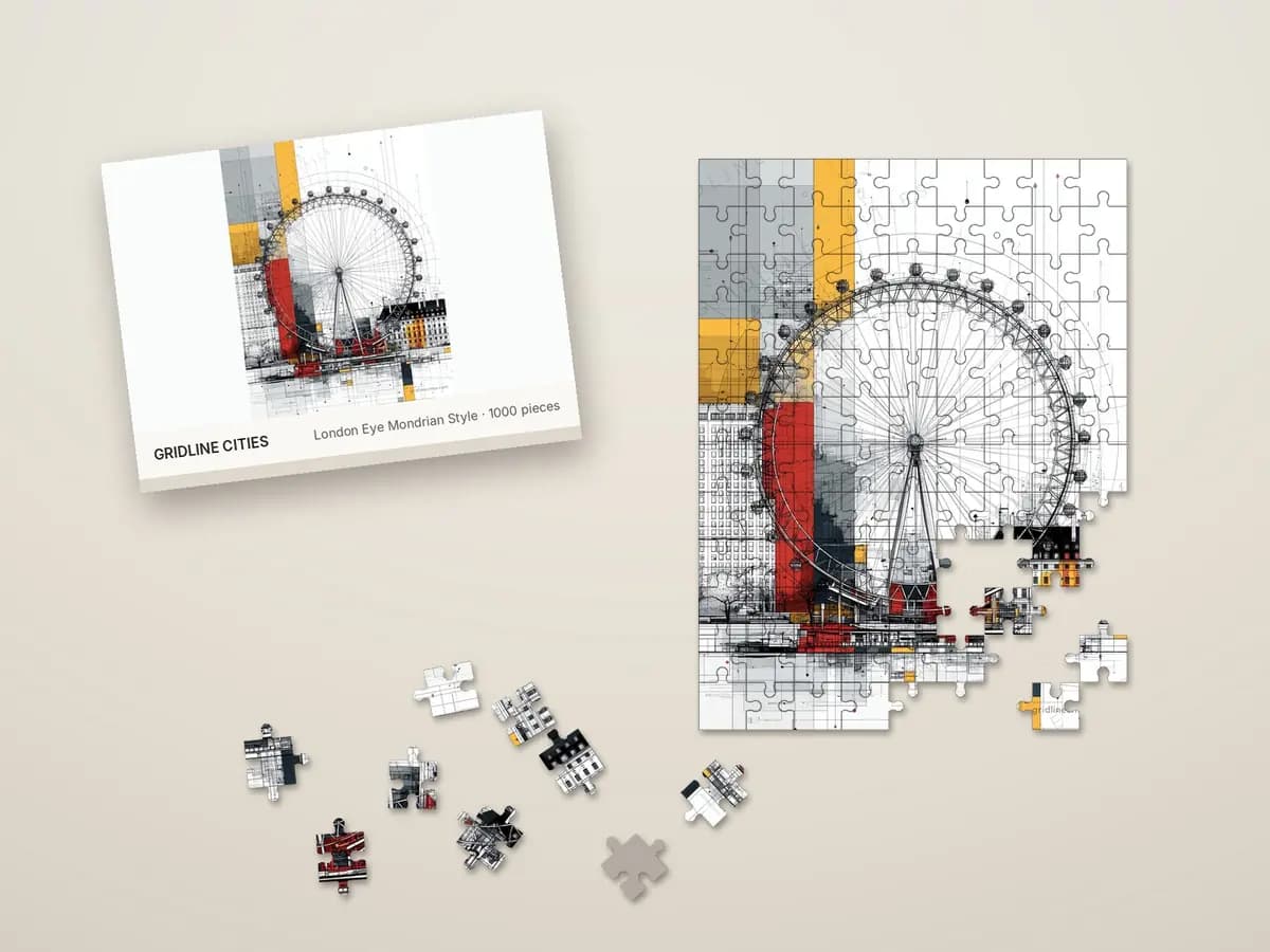 London Eye Mondrian Style as jigsaw puzzle