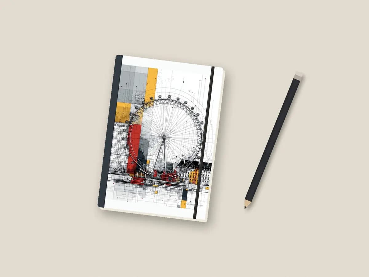 London Eye Mondrian Style as notebook cover