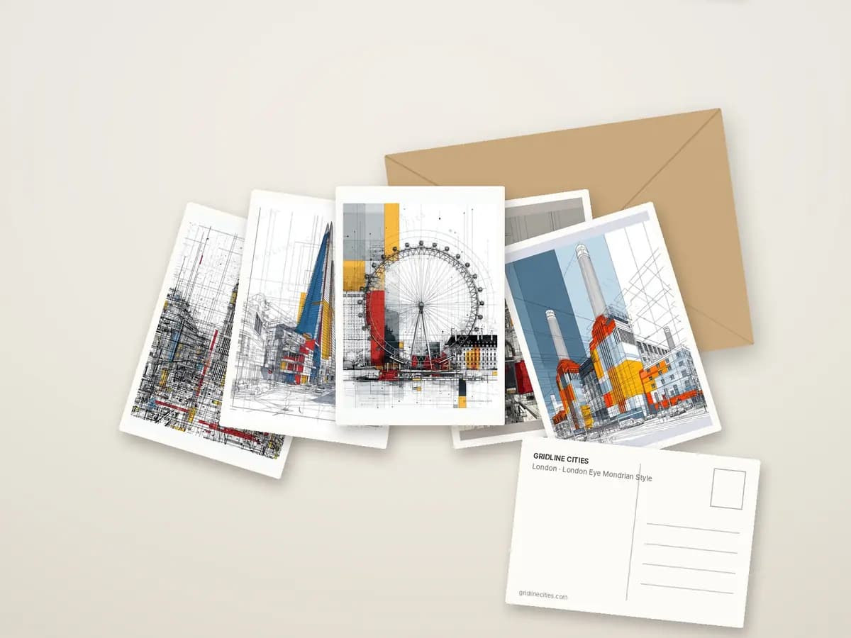 London Eye Mondrian Style as postcards