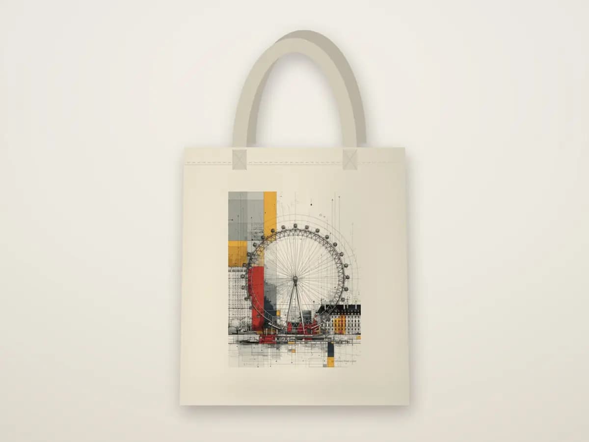 London Eye Mondrian Style as tote bag