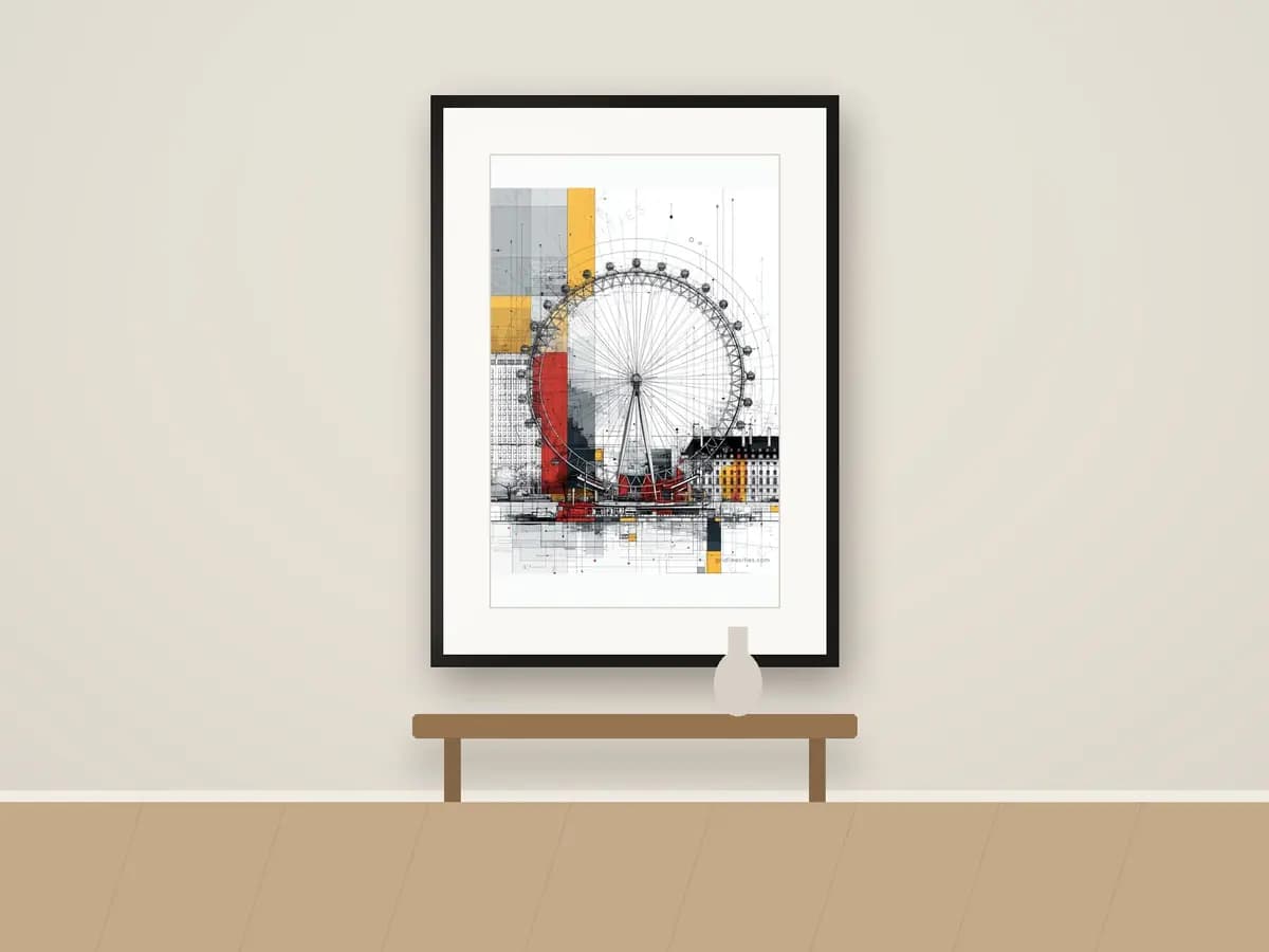 London Eye Mondrian Style as print & frame