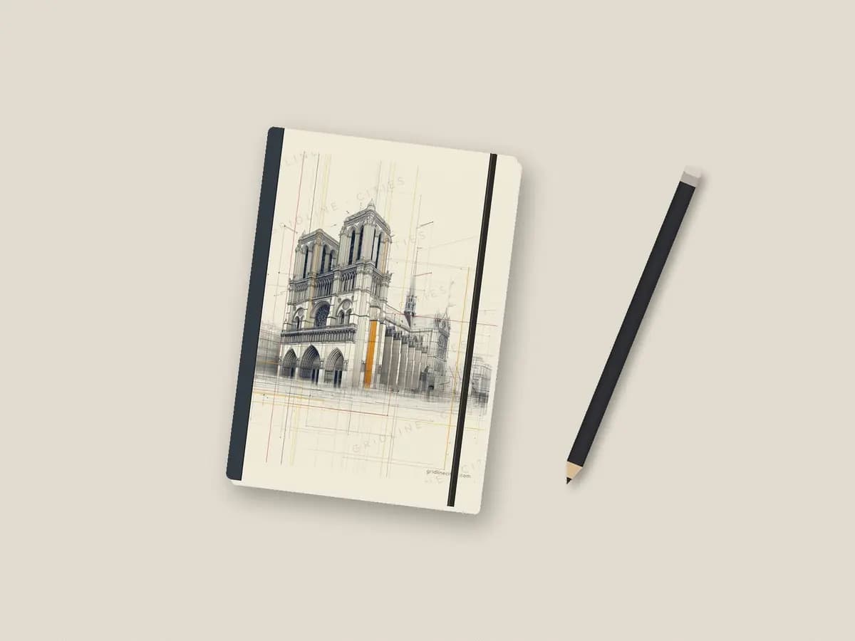 Paris Notre-Dame Cathedral as notebook cover