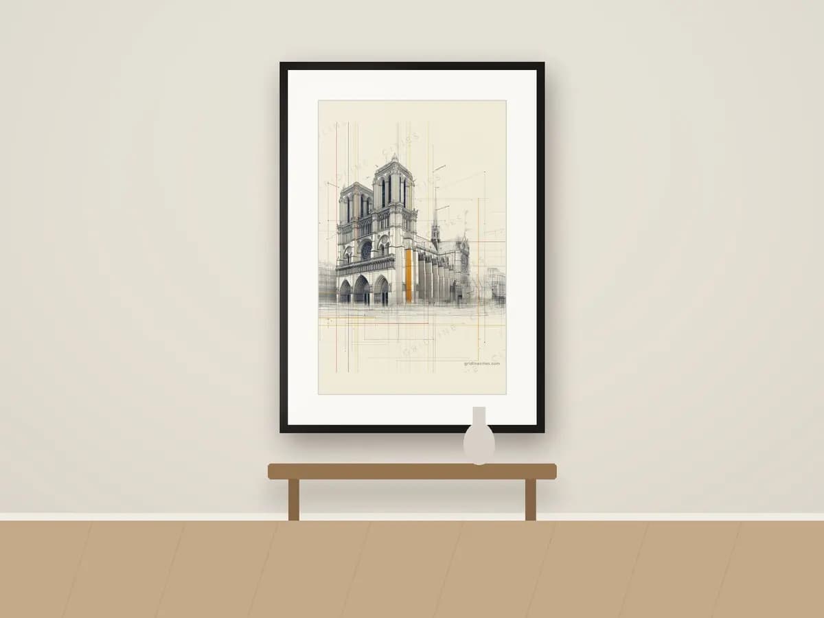 Paris Notre-Dame Cathedral as print & frame