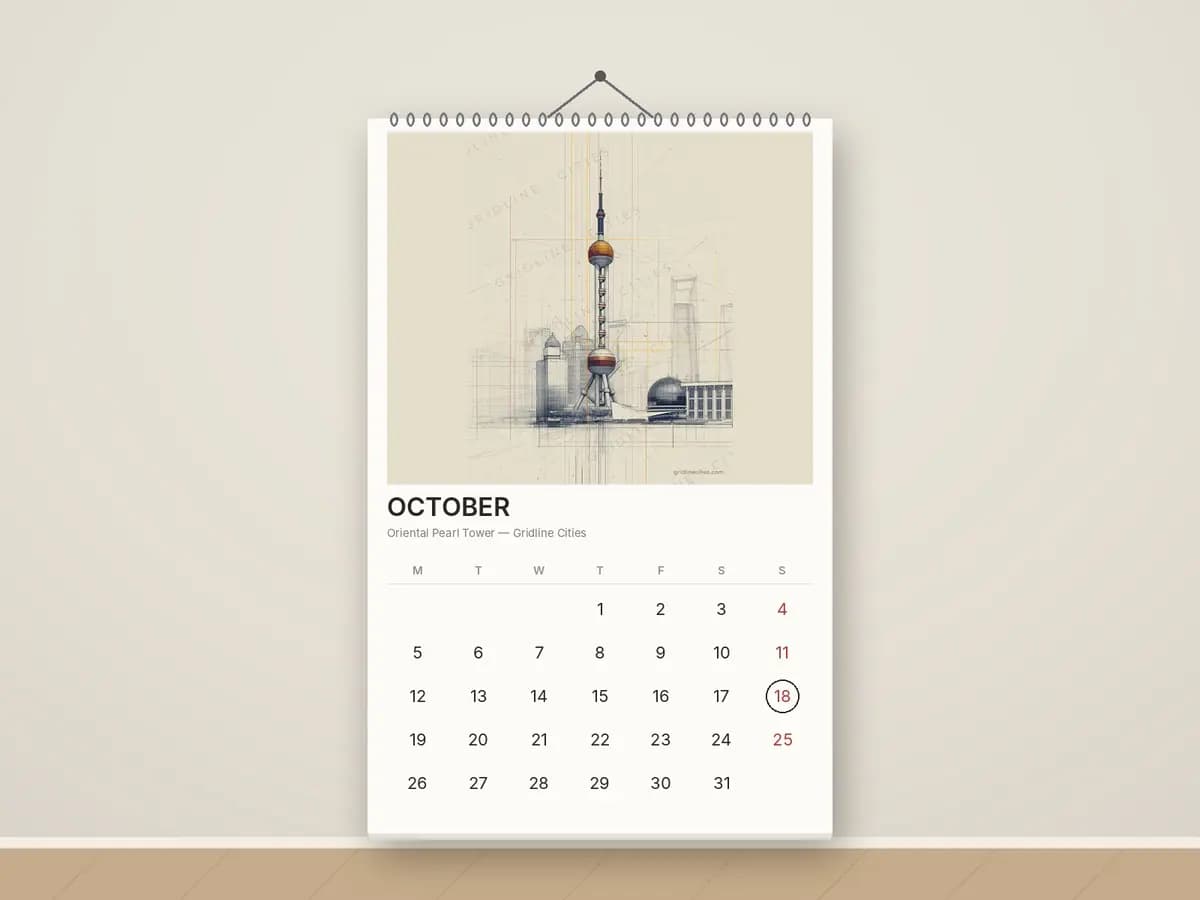 Oriental Pearl Tower as calendar