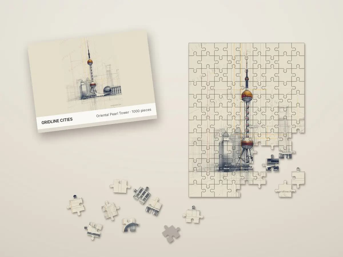 Oriental Pearl Tower as jigsaw puzzle