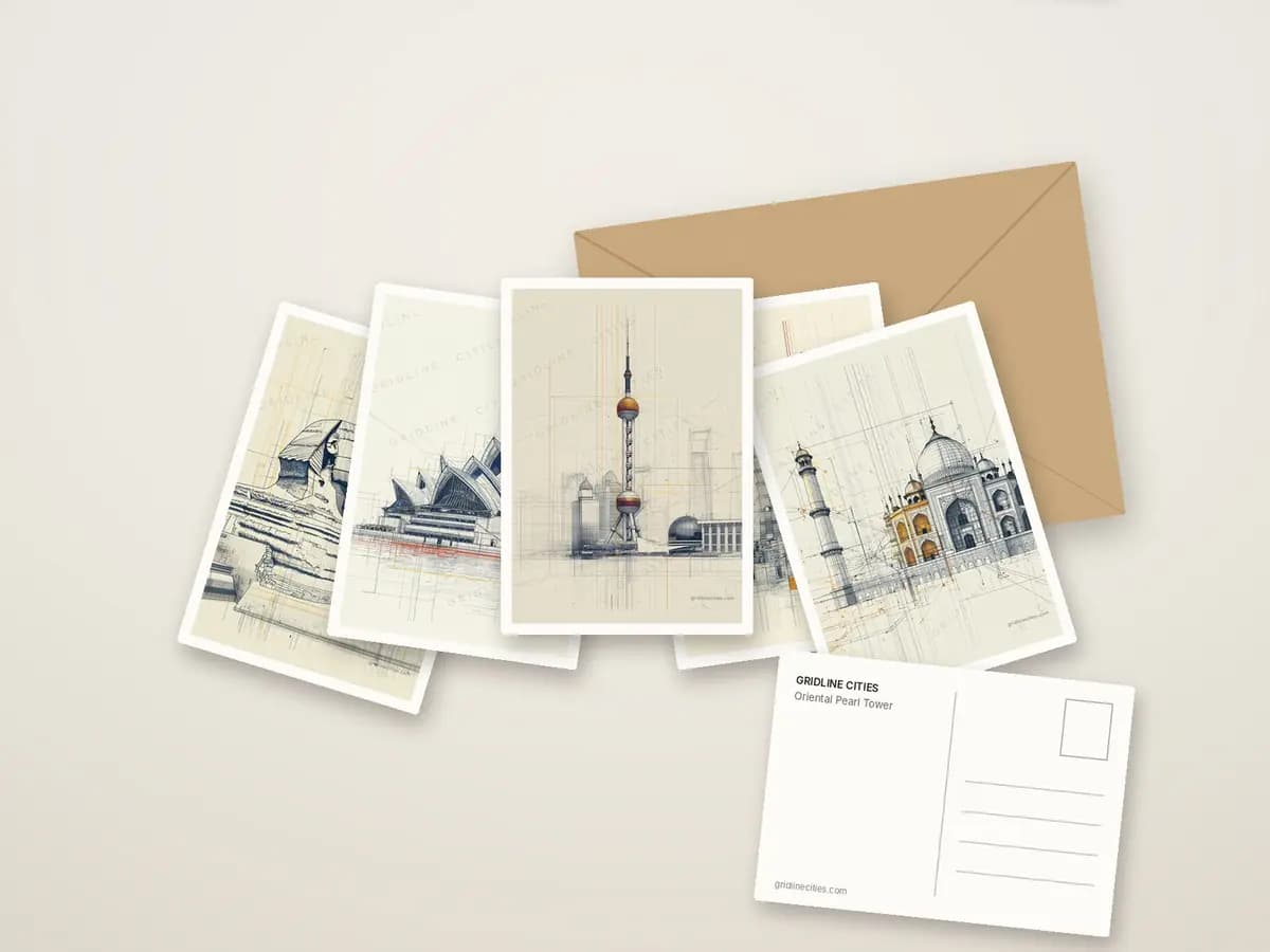 Oriental Pearl Tower as postcards