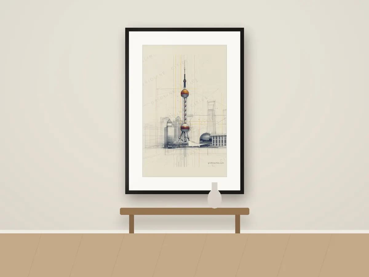 Oriental Pearl Tower as print & frame