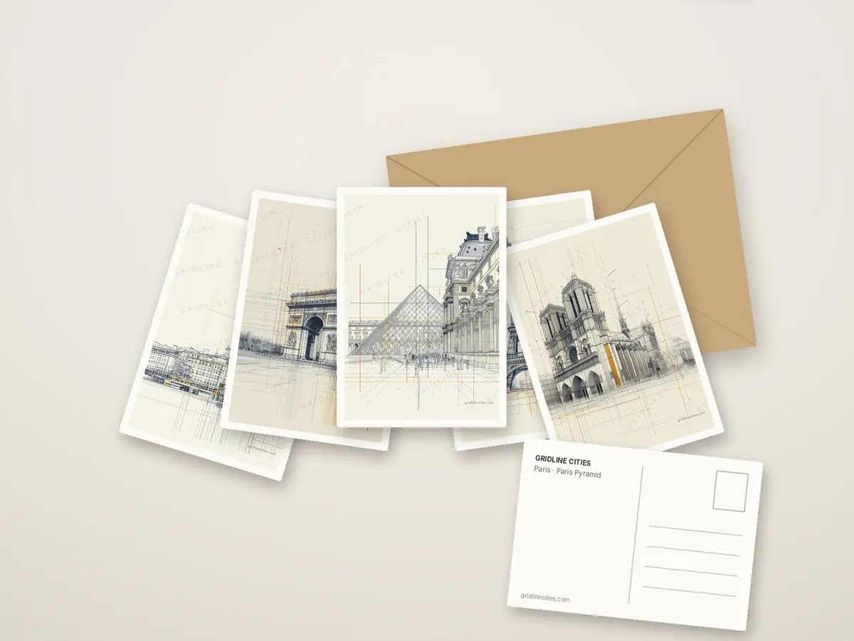 Paris Pyramid as postcards