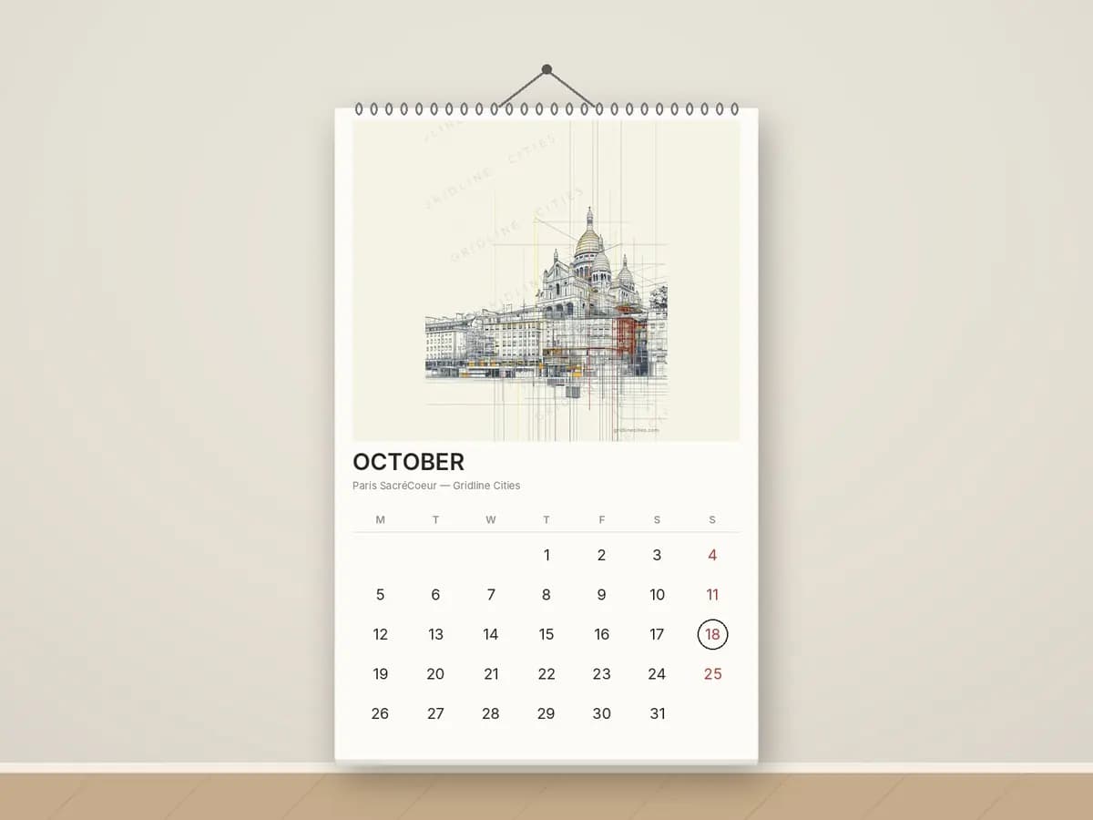 Paris SacréCoeur as calendar