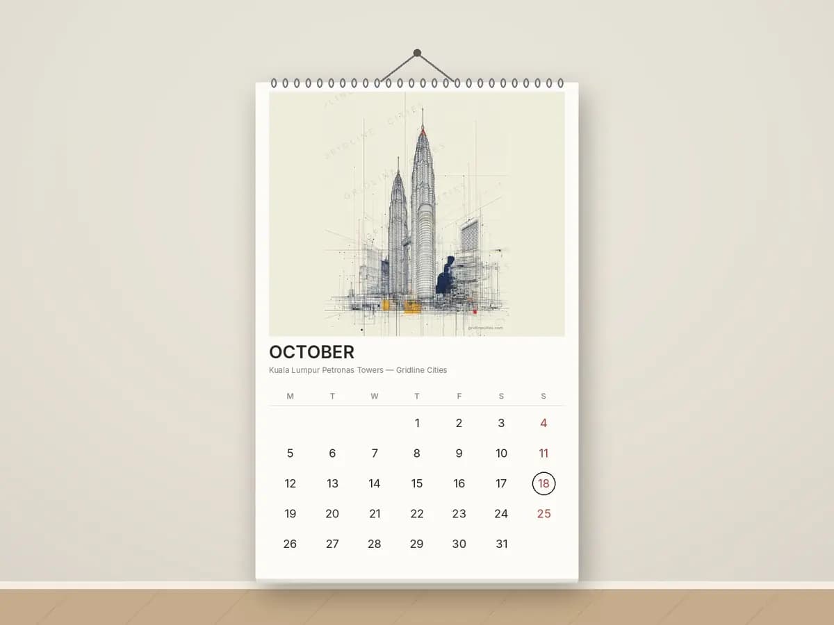 Kuala Lumpur Petronas Towers as calendar