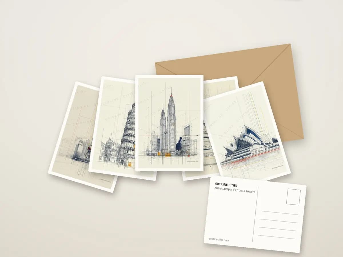 Kuala Lumpur Petronas Towers as postcards