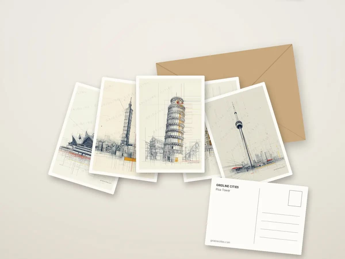 Pisa Tower as postcards