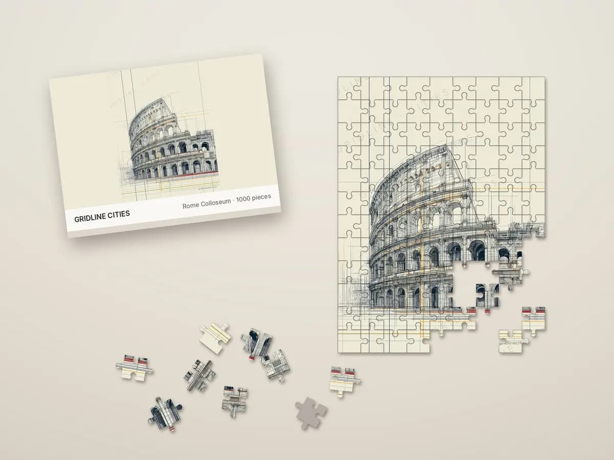 Rome Colloseum as jigsaw puzzle
