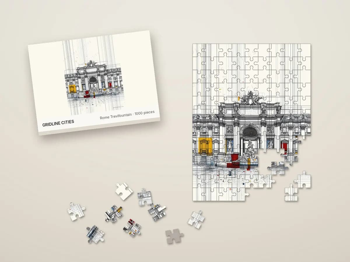 Rome Trevifountain as jigsaw puzzle