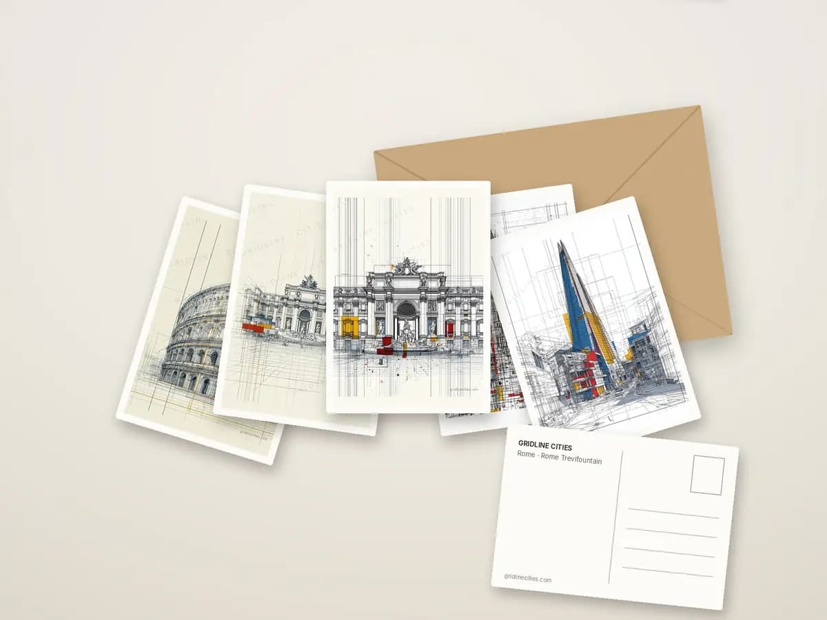 Rome Trevifountain as postcards