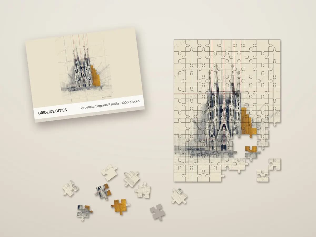 Barcelona Sagrada Familia as jigsaw puzzle