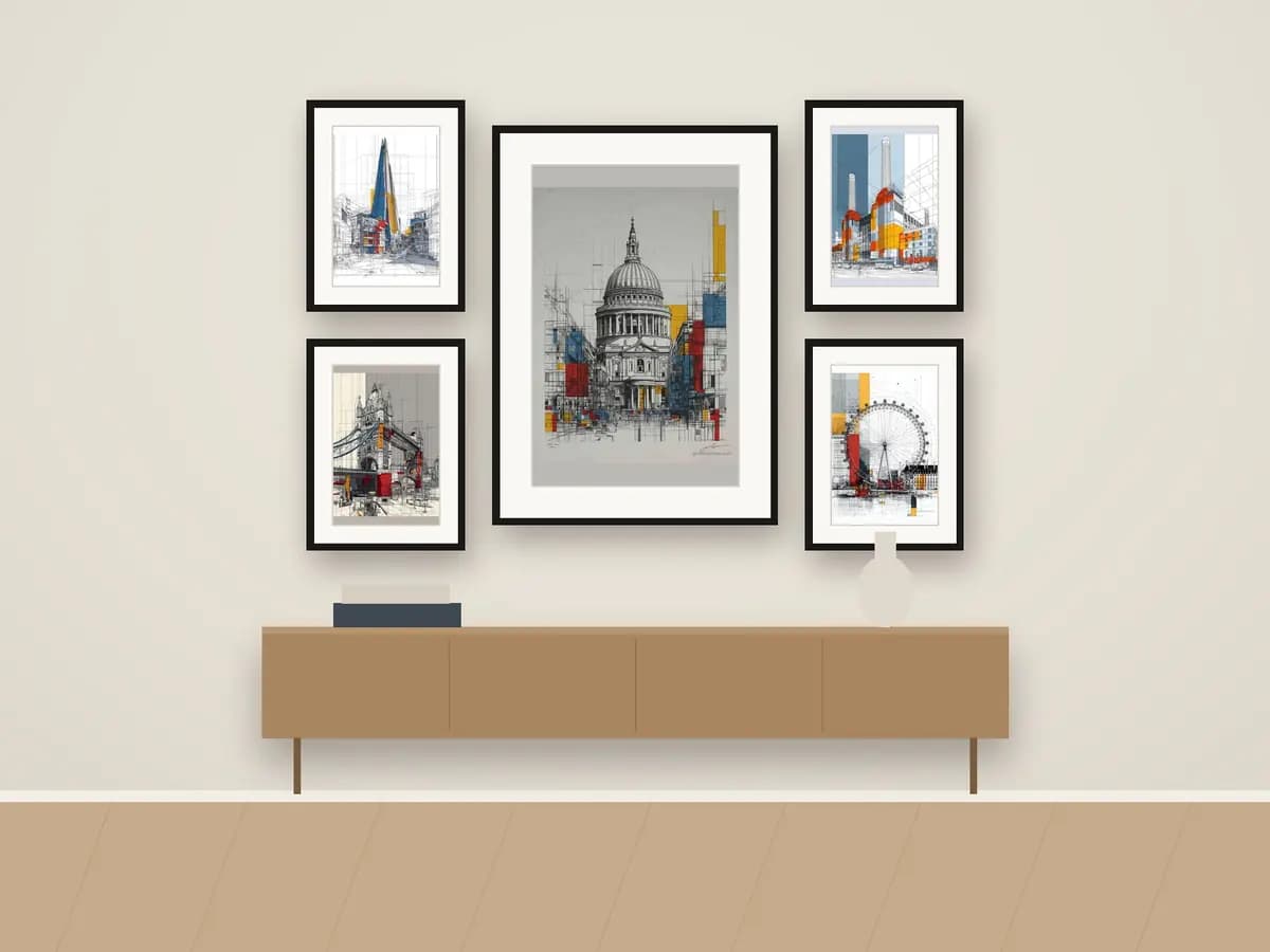 St Paul's Mondrian Style as gallery wall