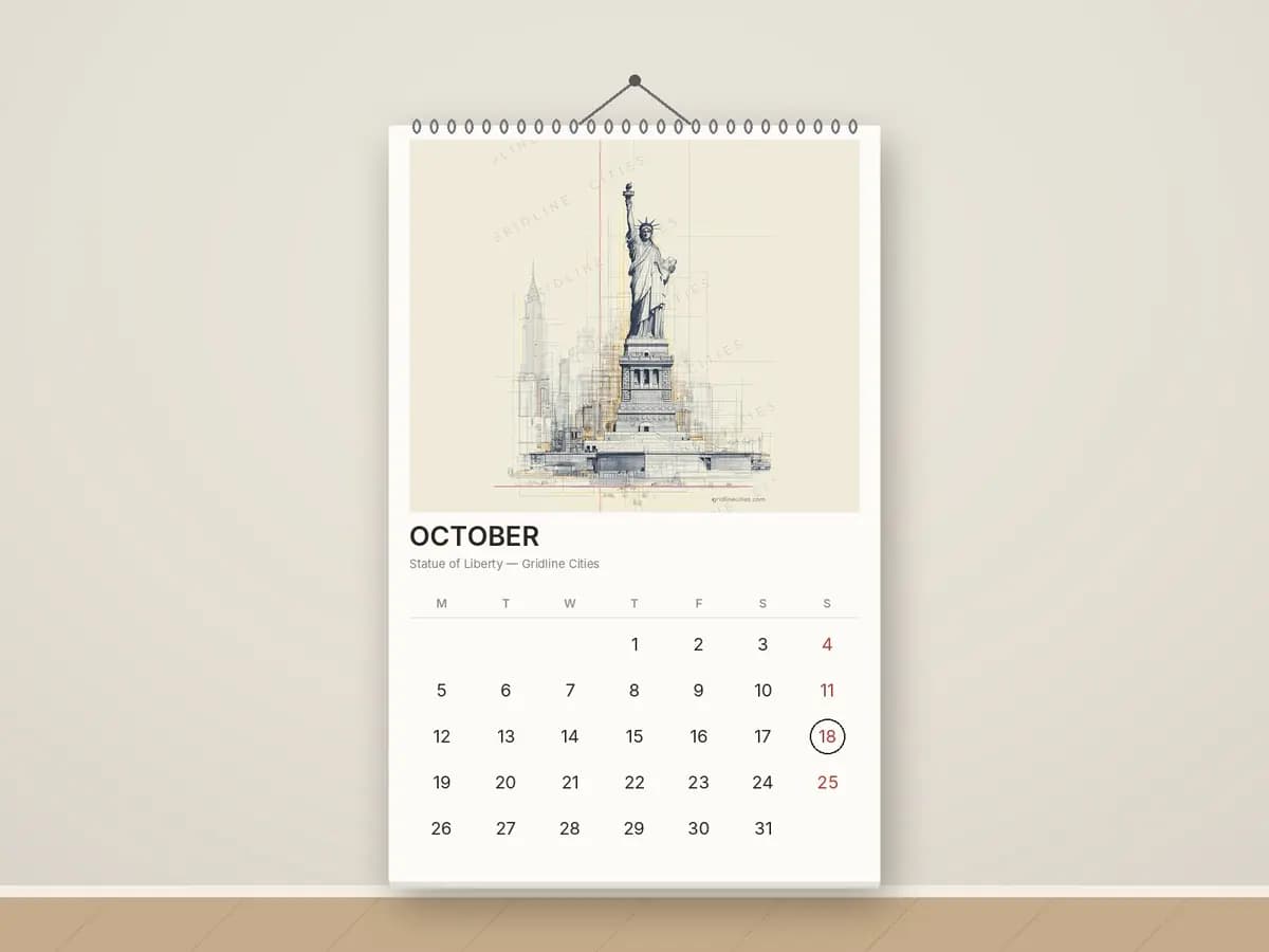 Statue of Liberty as calendar