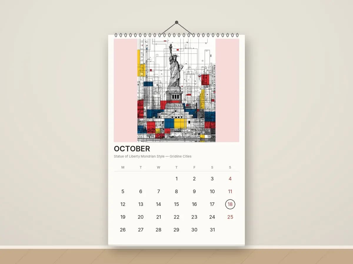 Statue of Liberty Mondrian Style as calendar