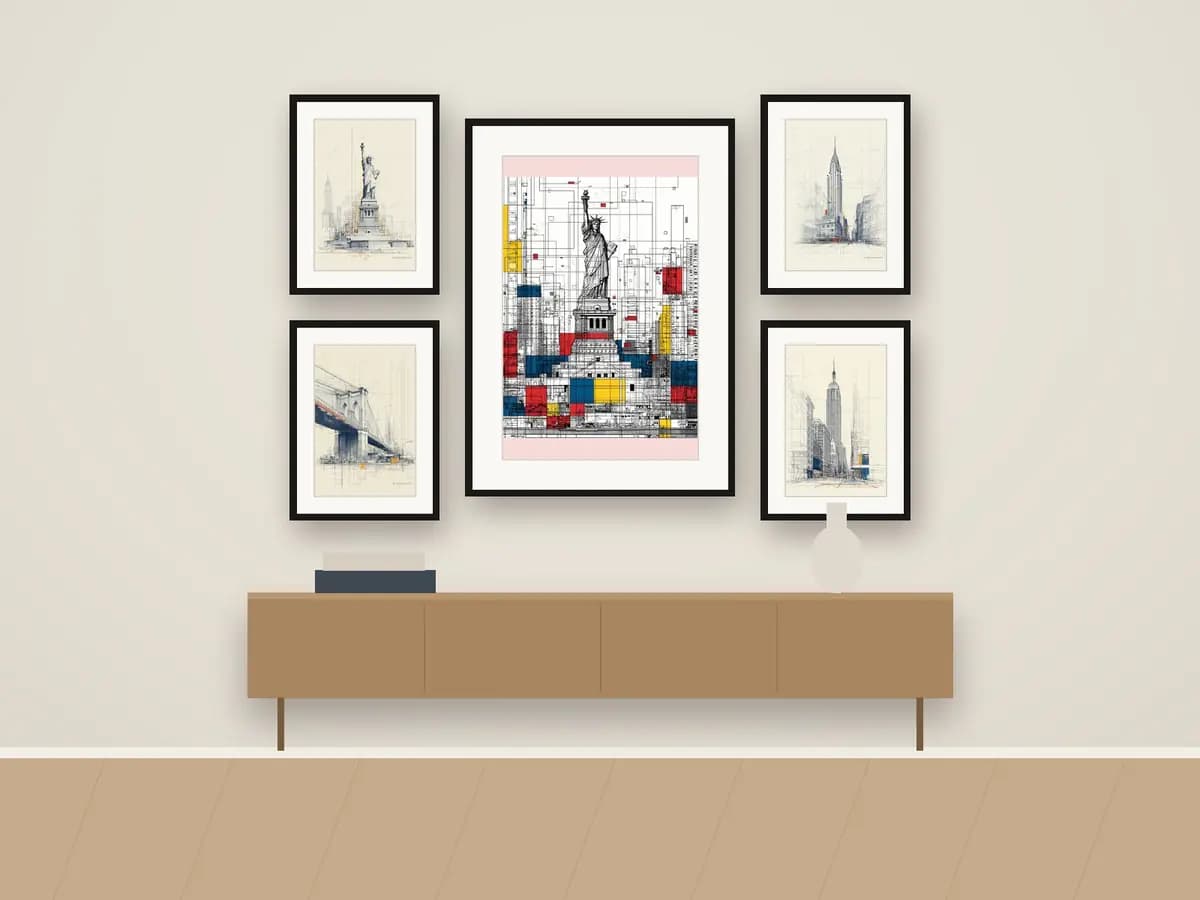 Statue of Liberty Mondrian Style as gallery wall