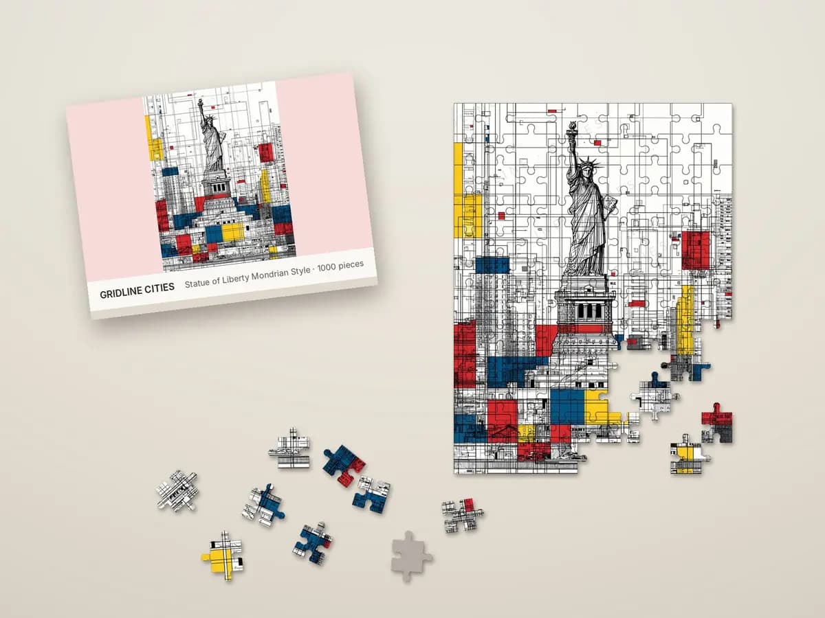 Statue of Liberty Mondrian Style as jigsaw puzzle