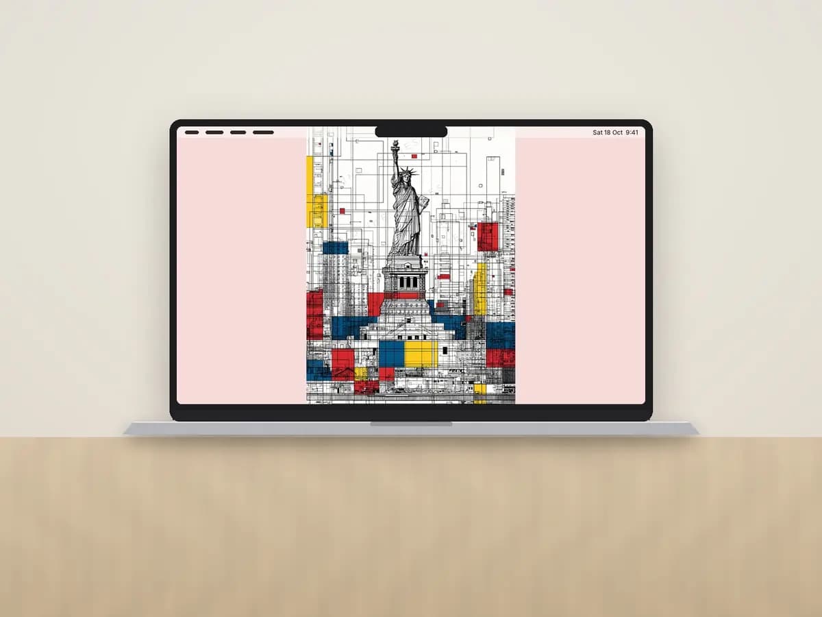 Statue of Liberty Mondrian Style as desktop wallpaper