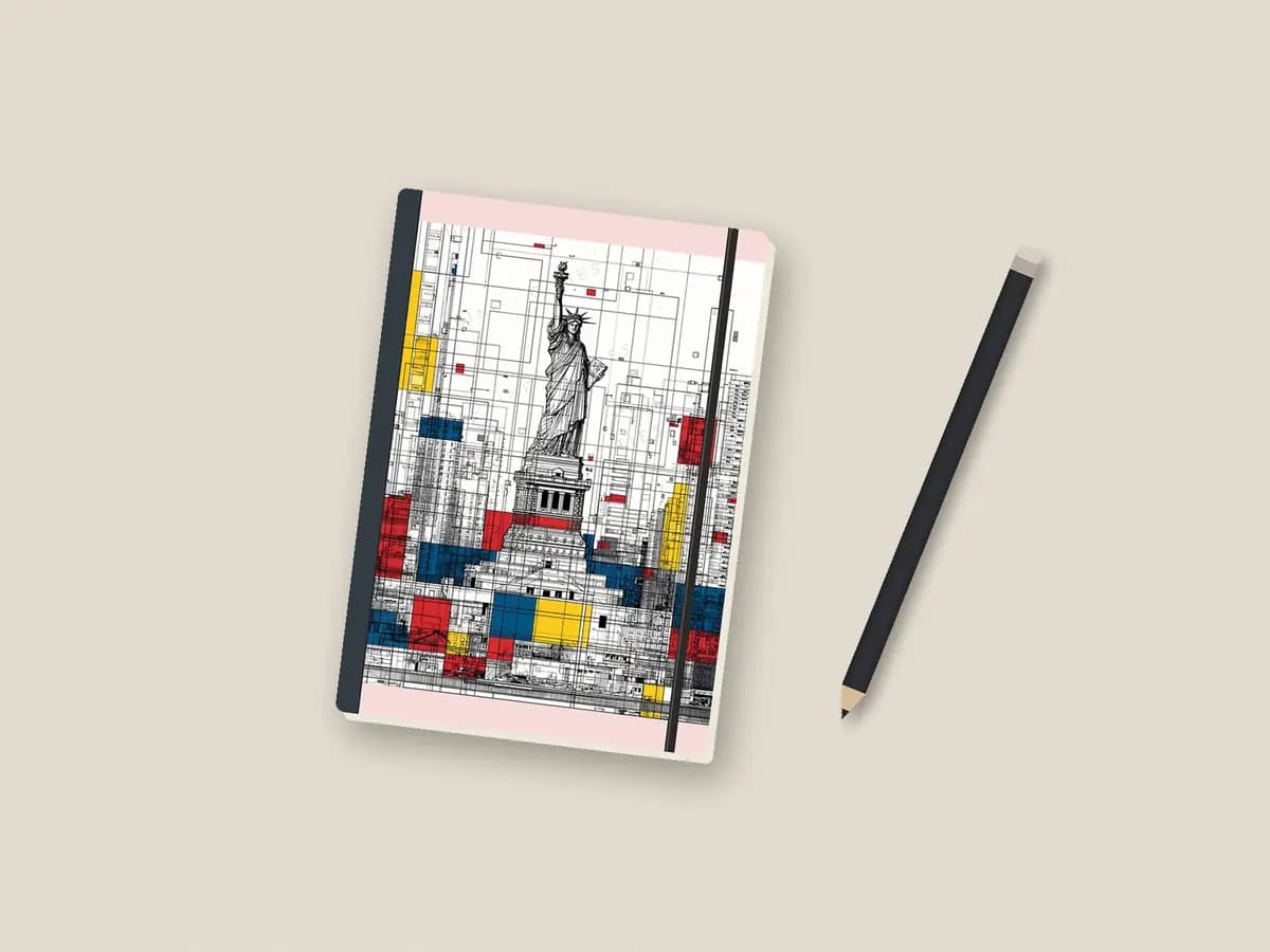 Statue of Liberty Mondrian Style as notebook cover