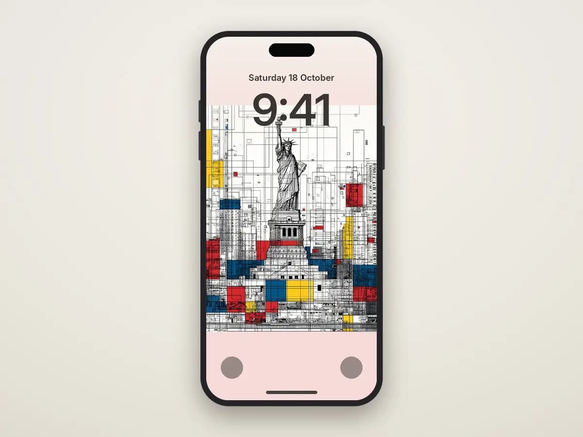 Statue of Liberty Mondrian Style as phone wallpaper